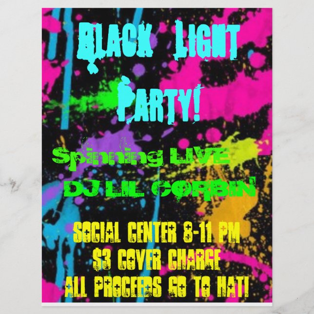 img-sak, Black Light Party!, Social Center 8.. Reklamblad (Framsidan)