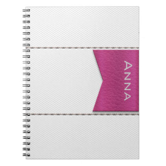 Imitación de cuero blanco,costuras,label rosa anteckningsbok