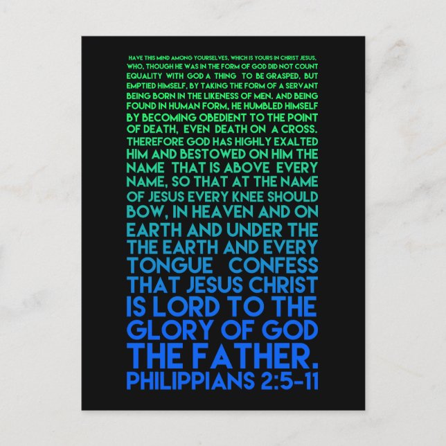 Imitate Kristus Humility Philippians 2:5-11 Vykort (Framsida)