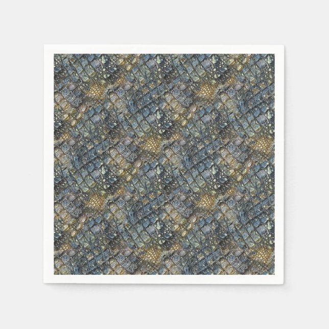 Imitationskrokodilskinn. Djurtryck. Pappersservett (Framsidan)