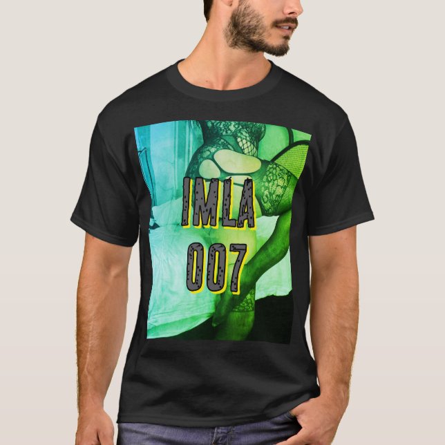 IMLA 007u svart T-skjorta med Grönt Neon T Shirt (Framsida)