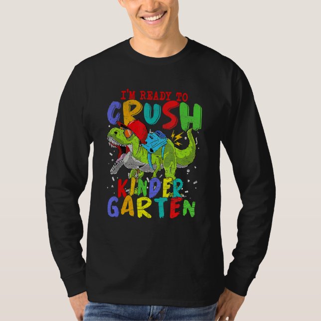IMM-Redo för att krossa Kindergarten Retro Dinosau T Shirt (Framsida)