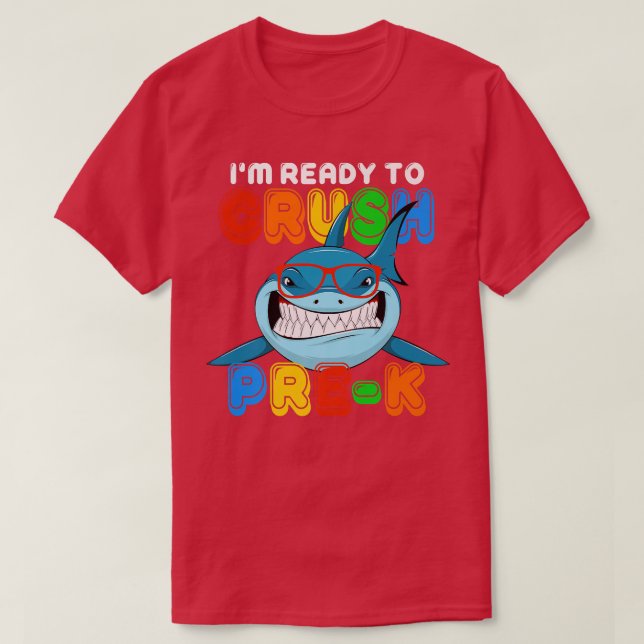 IMM-Redo för att krossa Prek Funny Shark Sunglasse T Shirt (Design framsida)