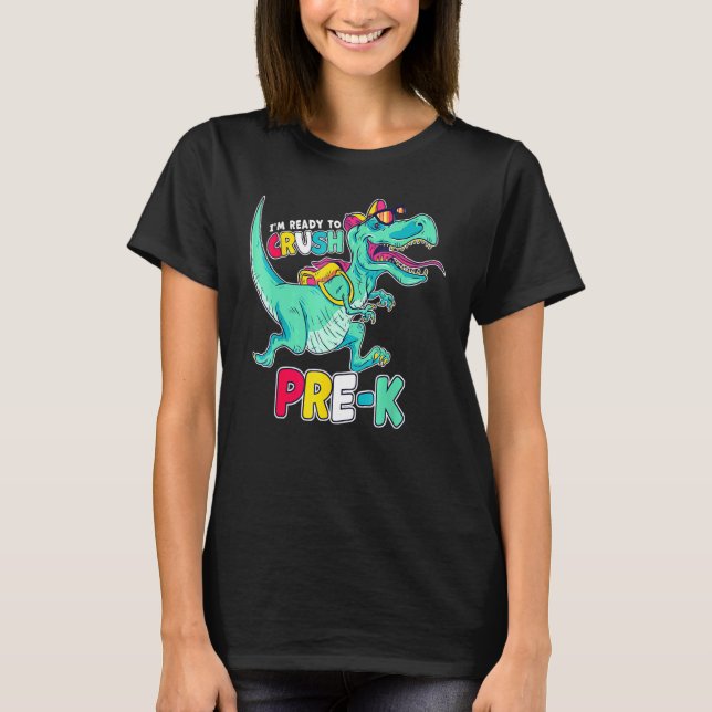 IMM-Redo till Crush Preschool Tecknad Stil T-Rex D T Shirt (Framsida)