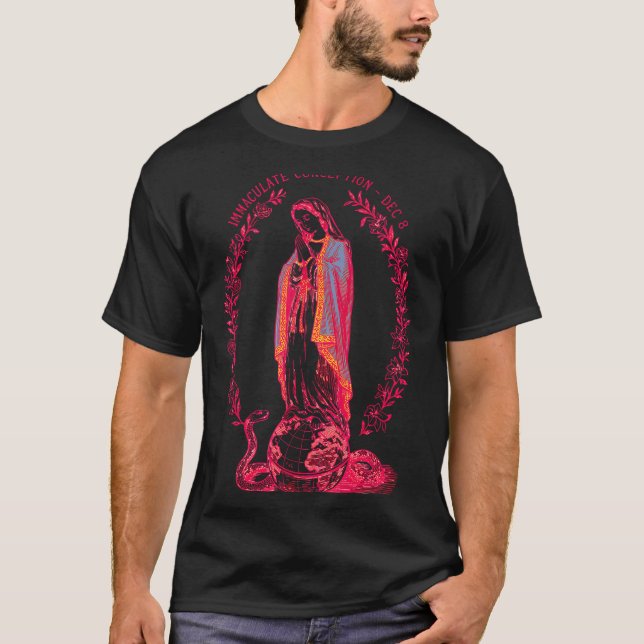Immaculate Conception Dec 8 Virgin Mary Catholic D T Shirt (Framsida)