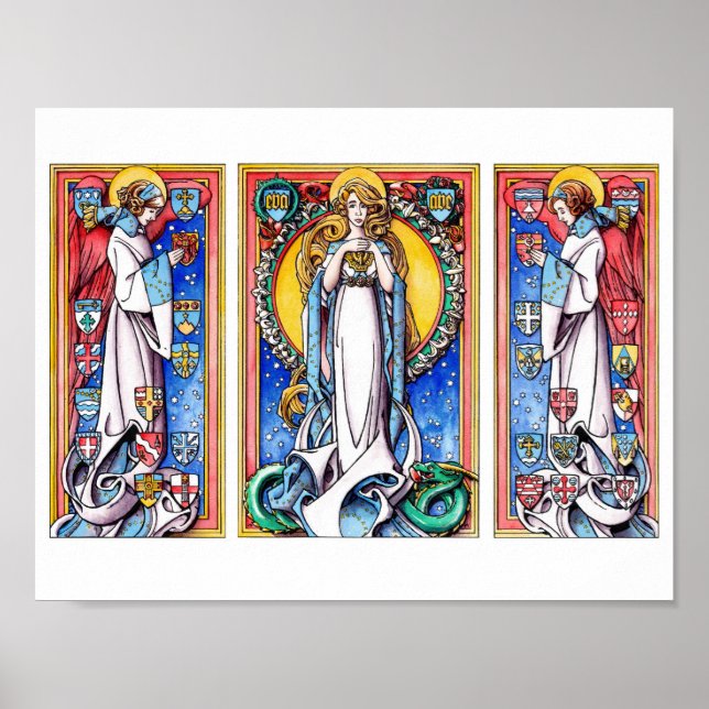 Immaculate Conception with Attendant Änglar Poster (Framsidan)