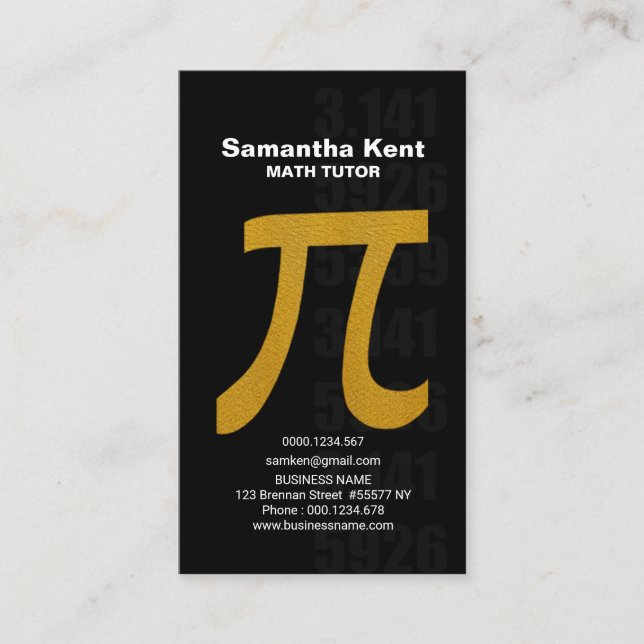 Immaculate Faux Guld Math Pi-Symbol Math Tutor Visitkort (Framsida)