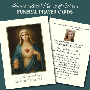 Immaculate Heart Mary Funeral Catholic Prayer Visitkort