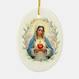 Immaculate Heart of Mary God's Peace and Blessings Julgransprydnad Keramik