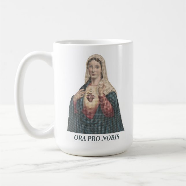 Immaculate Heart of Mary Ora Pro Nobis Icon Kaffemugg (Vänster)