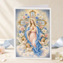 Immaculate Hjärtats katolska blommor Kort