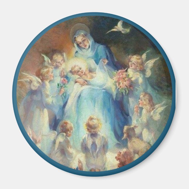 Immaculate Virgin Mary Änglar Baby Jesus Magnet (Framsidan)