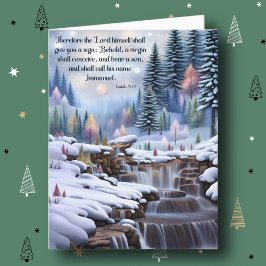 Immanuel Bible Verse Winter Woodlands Waterfalls Helgkort