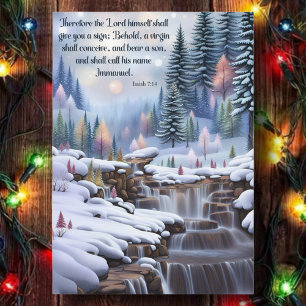 Immanuel Bible Verse Winter Woodlands Waterfalls Julkort