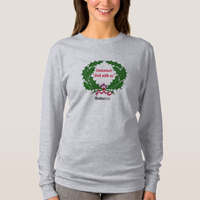 Immanuel Gud med oss Bible Quote Anpassa den T Shirt (Framsida)