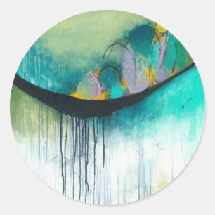 Immerse - Square Abstrakt Expressionism Art Runt Klistermärke