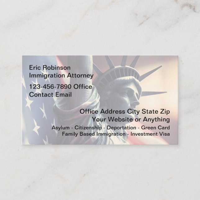 Immigration Attorney New Business Cards Visitkort (Framsida)
