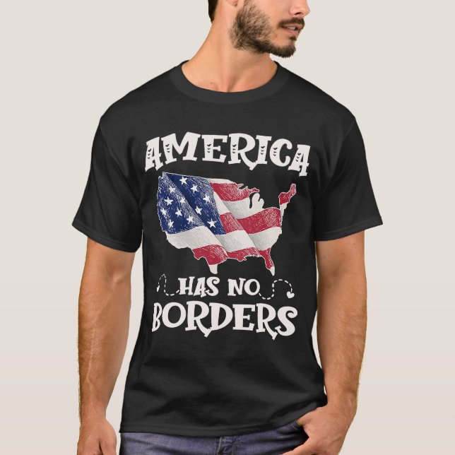Immigrationsreform Amerika vid Gräns USA flagga T Shirt (Framsida)