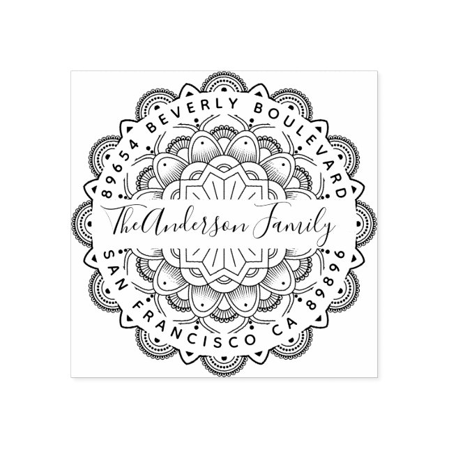 Immortalitet Mandala Typography Returadress Stämpel (Tryck)