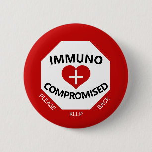 Immunkomprometterad - Behålla Back Red & White-kn Knapp