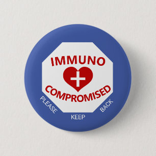 Immunkomprometterad - Behålla Bakblå och röd kn Knapp