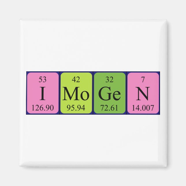 Imogen Periodisk bord namn magnet (Framsidan)
