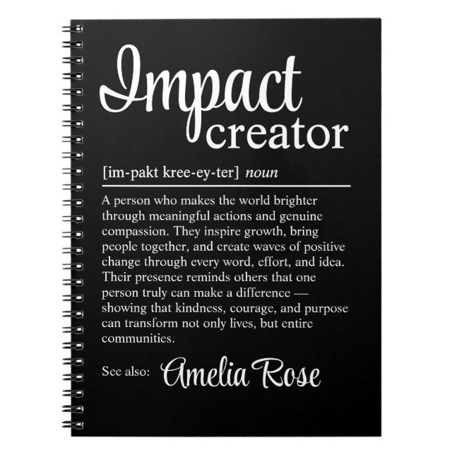 Impact Creator Definition Personalized Gift Anteckningsbok (Framsidan)