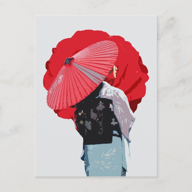 Impactante Vermelho Oriental Cultura Japão  Vykort (Framsida)