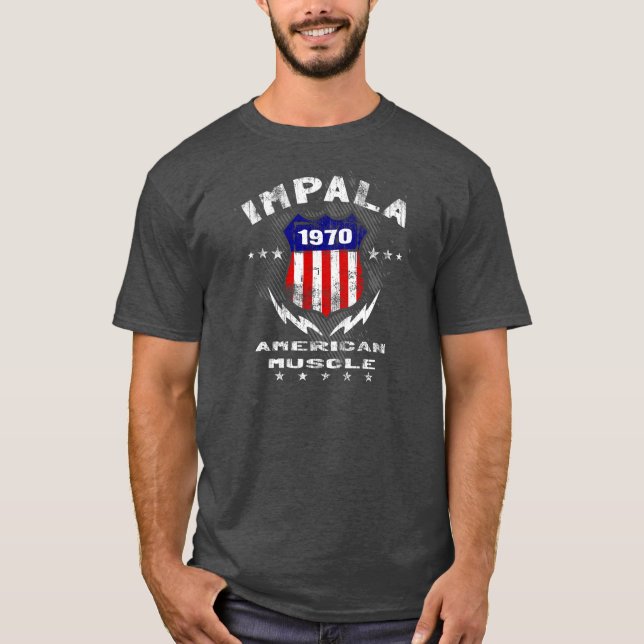 Impalaamerikanmuskel 1970 v3 tee (Framsida)