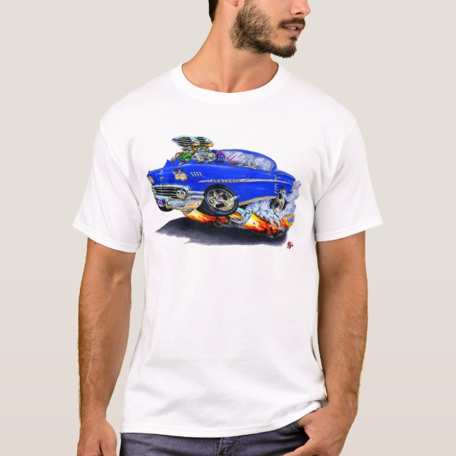 Impalablåttbil 1958 tee shirt (Framsida)