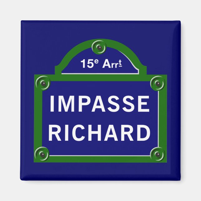 Impasse Richard, Paris Street Sign Magnet (Framsidan)