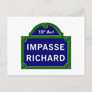 Impasse Richard, Paris Street Sign Vykort