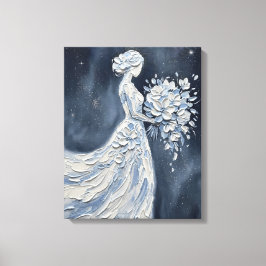 Impasto Blommig Brud med Paraply Canvastryck