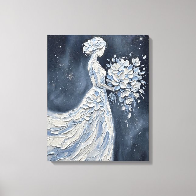 Impasto Blommig Brud med Paraply Canvastryck (Framsida)