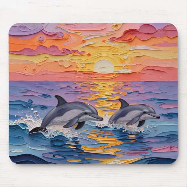Impasto Delfiner och Havsvågor   Musmatta (Framsidan)