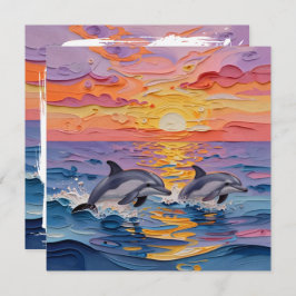 Impasto Dolphins and Ocean Waves | Thinking of You Kort