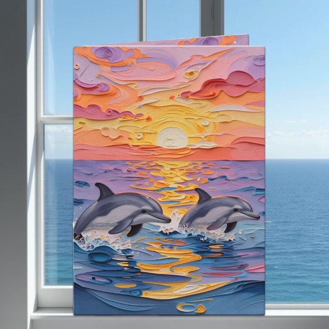 Impasto Dolphins & Ocean Waves | Thinking of You Kort (Skapare uppladdad)