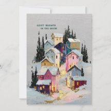 Impasto Färgrik Vinterby Snö