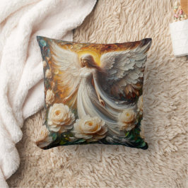 Impasto Faux Relief Angel Art Dekorativ kudde