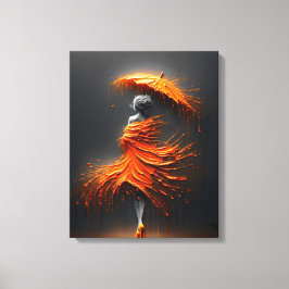 Impasto Orange Paraply Silhuett Canvastryck