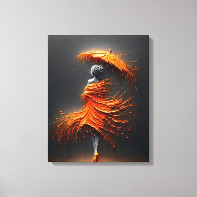 Impasto Orange Paraply Silhuett Canvastryck (Framsida)
