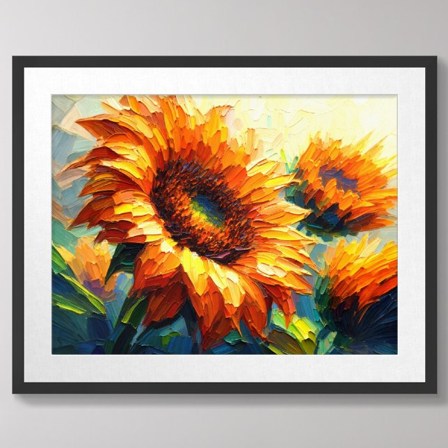 Impasto Painting of Sunblommor Poster (Skapare uppladdad)