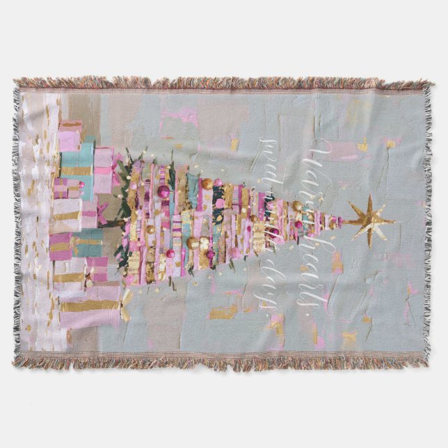 Impasto Rosa och Guld Julgran Filt (Framsidan)