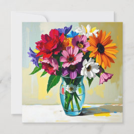 Impasto Stil Vas i Colorful Flowers