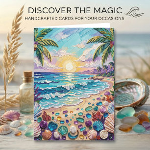 Impasto strand och havsglas Lyckligt årsjubileum Kort