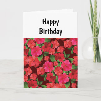 Impatiens Flowers Birthday Card Kort