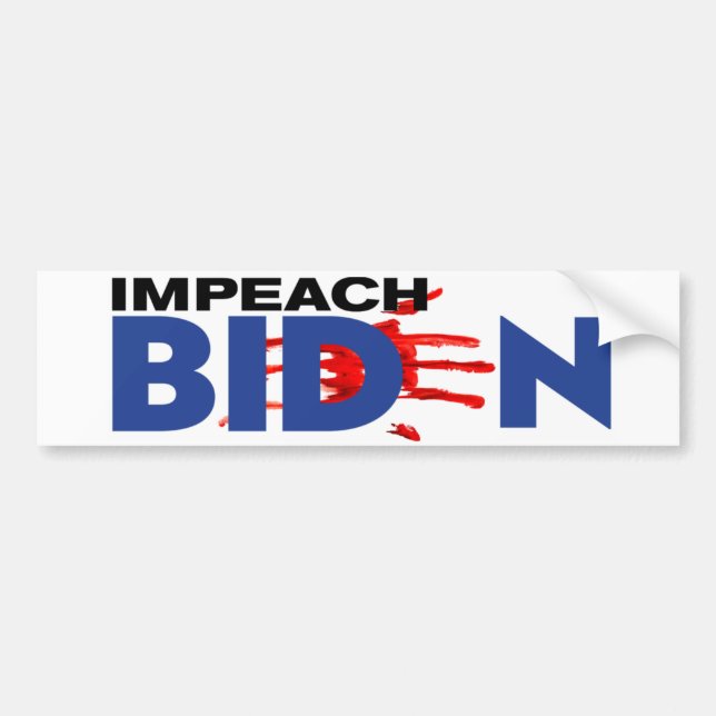IMPEACH BIDEN-dekalett för blodig handavtryck Bildekal (Framsidan)