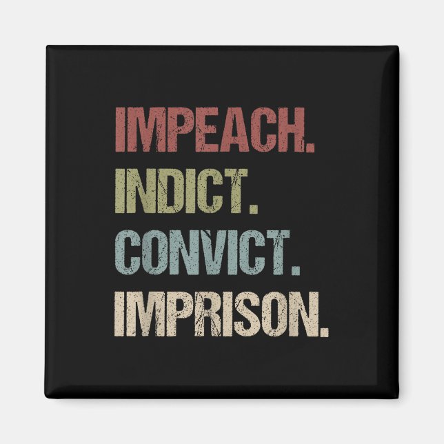 Impeach Indicate Convict Imfängelset Anti Trump Magnet (Framsidan)