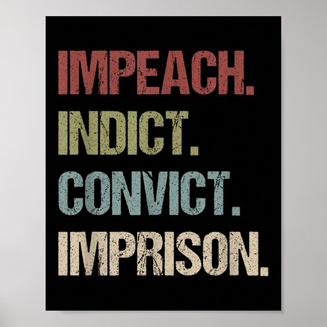 Impeach Indicate Convict Imfängelset Anti Trump Poster (Framsidan)