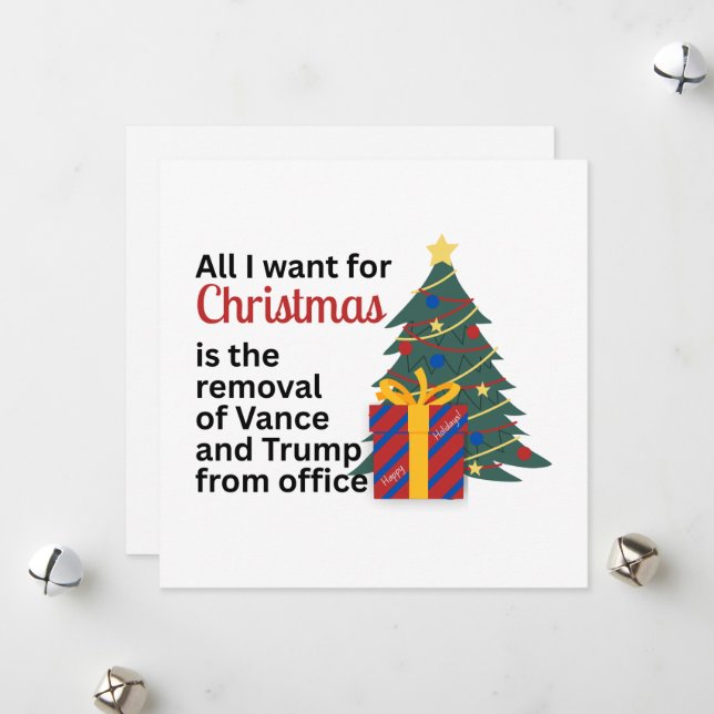Impeach Remove Vance for Christmas Anti-Trump Gift Julkort (Fram/Back In Situ)